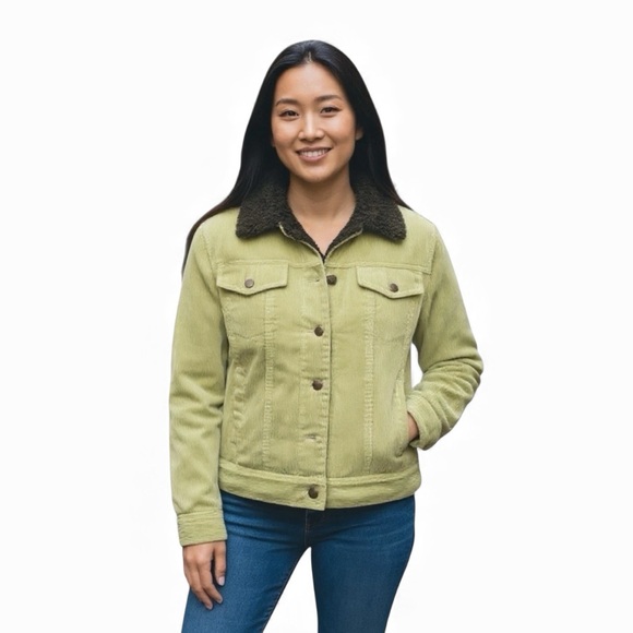 Green corduroy Sherpa trucker jacket - DUTCH HARBOR GEAR - unisex S - Picture 2 of 14